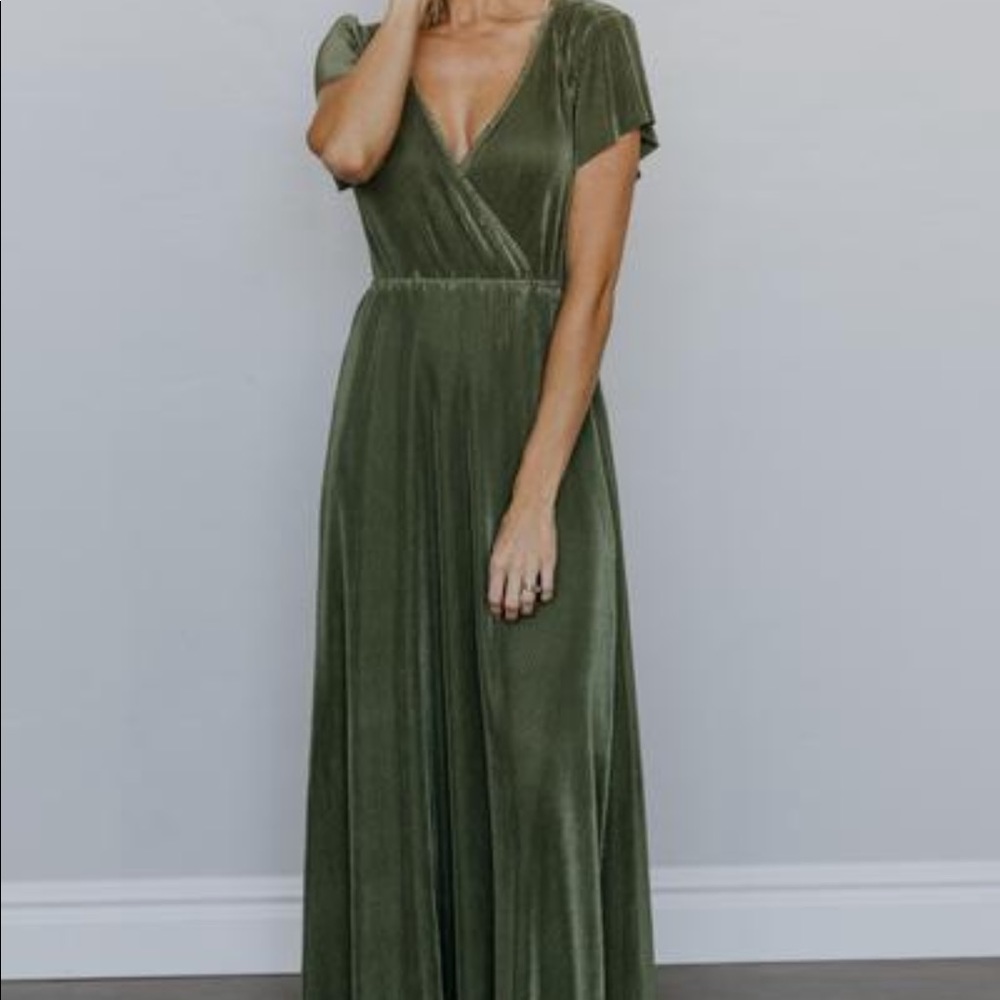 Baltic Born Athena Sage Pleated Maxi Dress